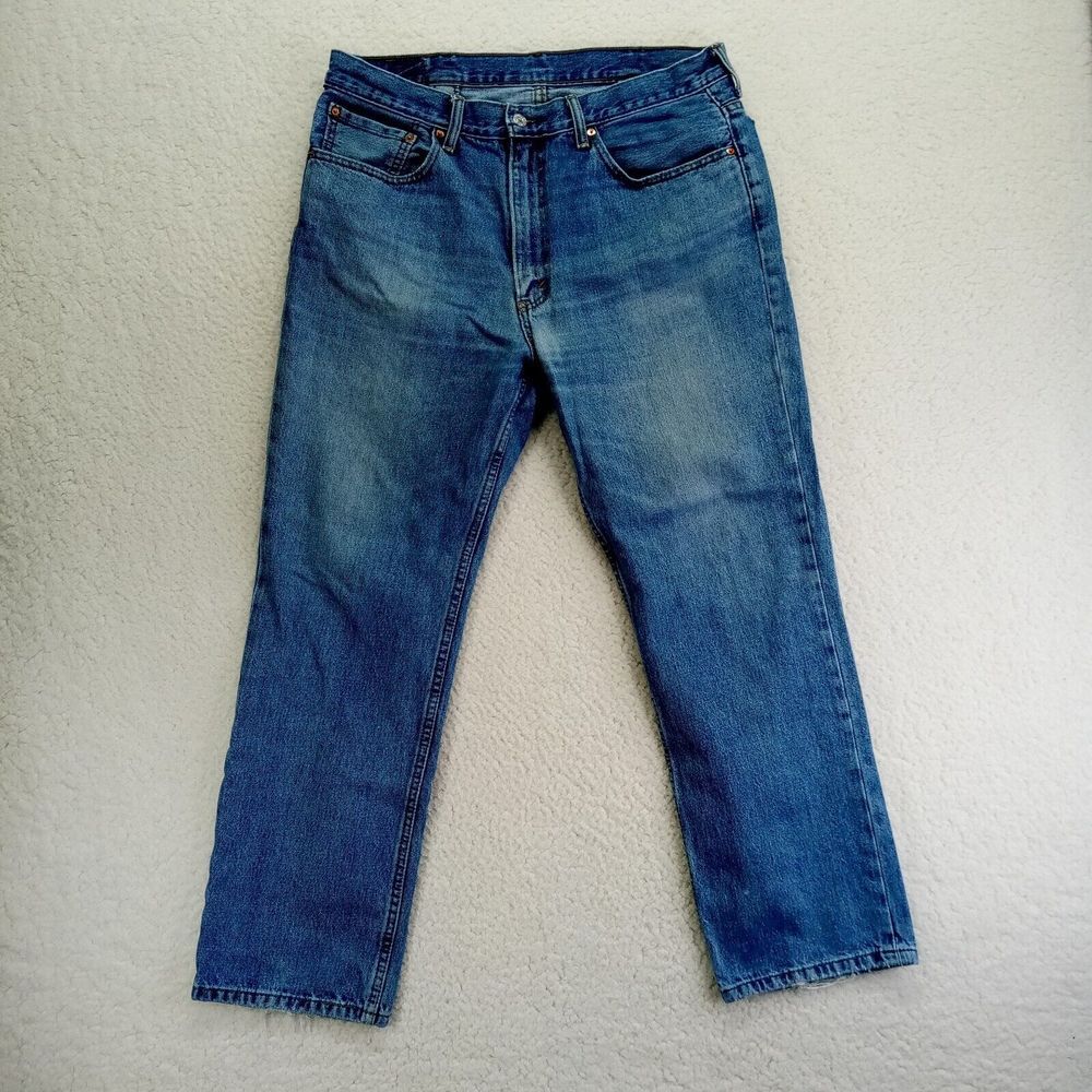 Levis 516 Jeans Mens 38x30 Straight Slim Medium Wash Faded Cotton Denim